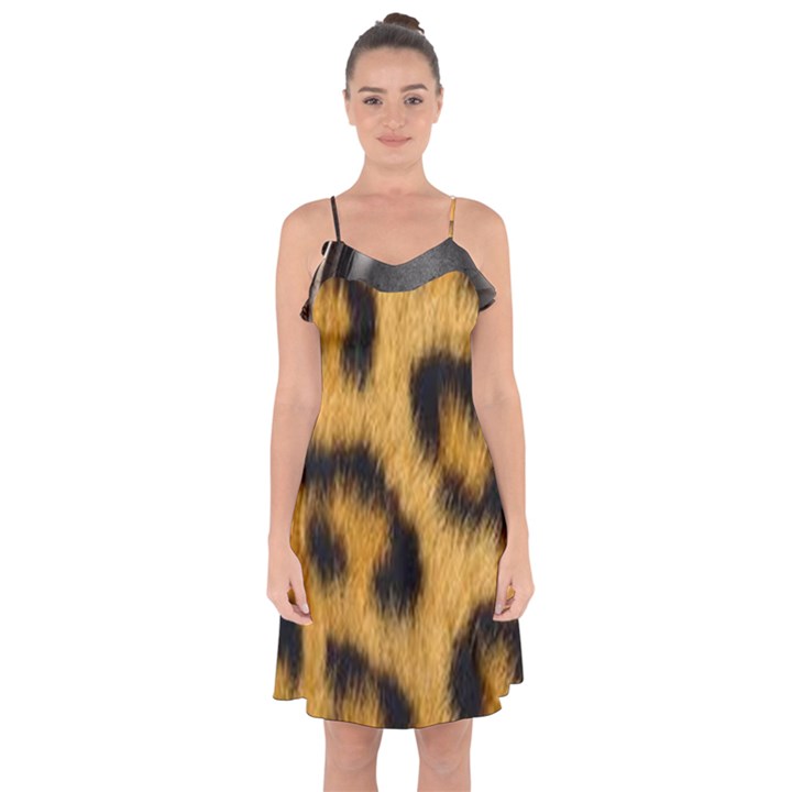 Animal print Ruffle Detail Chiffon Dress