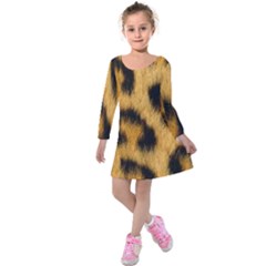 Animal Print 3 Kids  Long Sleeve Velvet Dress by NSGLOBALDESIGNS2