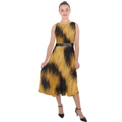 Animal Print 3 Midi Tie-back Chiffon Dress