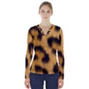 Animal print 3 V-Neck Long Sleeve Top View1