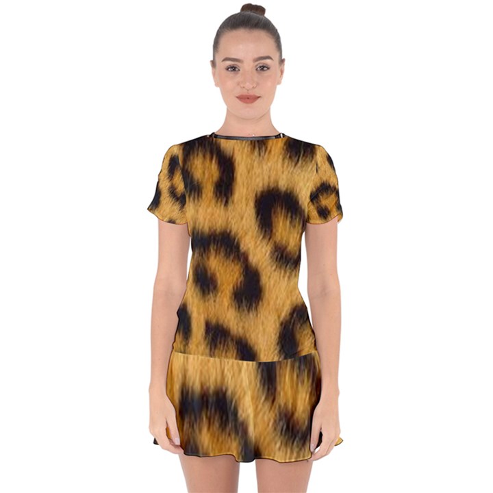 Animal print 3 Drop Hem Mini Chiffon Dress