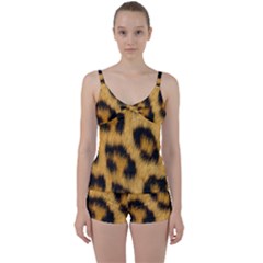 Leopard Print Tie Front Two Piece Tankini by NSGLOBALDESIGNS2