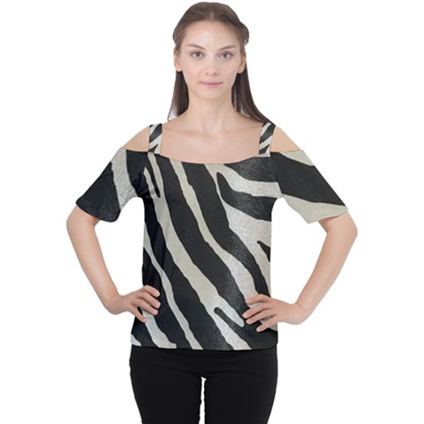 Zebra Print Cutout Shoulder Tee by NSGLOBALDESIGNS2