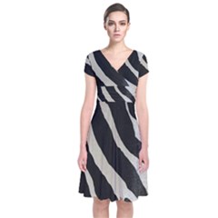 Zebra Print Short Sleeve Front Wrap Dress by NSGLOBALDESIGNS2
