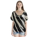 Zebra print V-Neck Flutter Sleeve Top View1