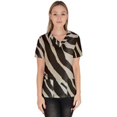 Zebra Print Women s V-neck Scrub Top by NSGLOBALDESIGNS2