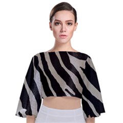 Zebra Print Tie Back Butterfly Sleeve Chiffon Top by NSGLOBALDESIGNS2