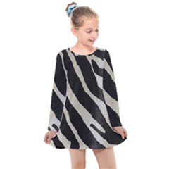 Zebra Print Kids  Long Sleeve Dress by NSGLOBALDESIGNS2