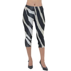Zebra Print Lightweight Velour Capri Leggings  by NSGLOBALDESIGNS2