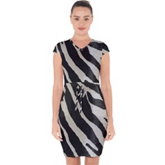 Zebra Print Capsleeve Drawstring Dress  by NSGLOBALDESIGNS2