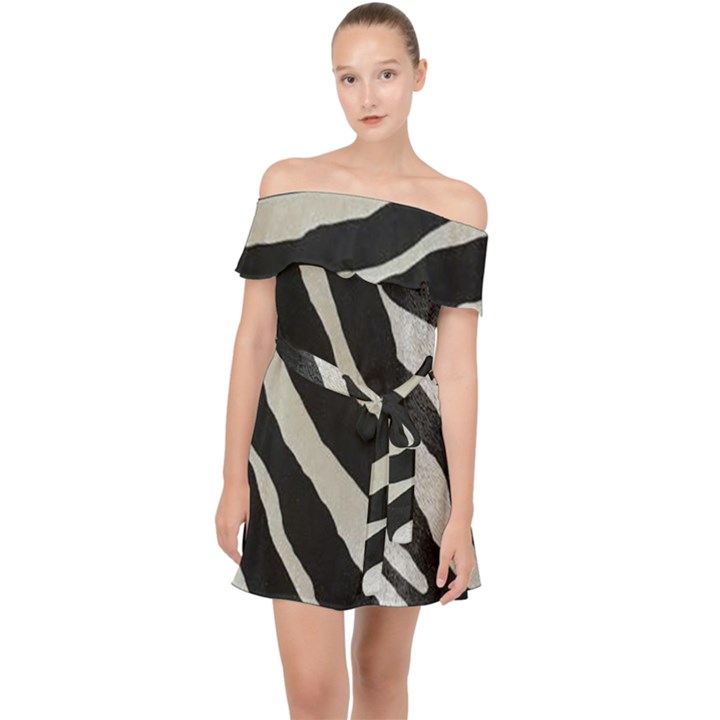 Zebra print Off Shoulder Chiffon Dress