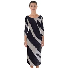 Zebra Print Quarter Sleeve Midi Bodycon Dress by NSGLOBALDESIGNS2