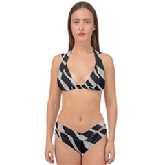 Zebra Print Double Strap Halter Bikini Set by NSGLOBALDESIGNS2