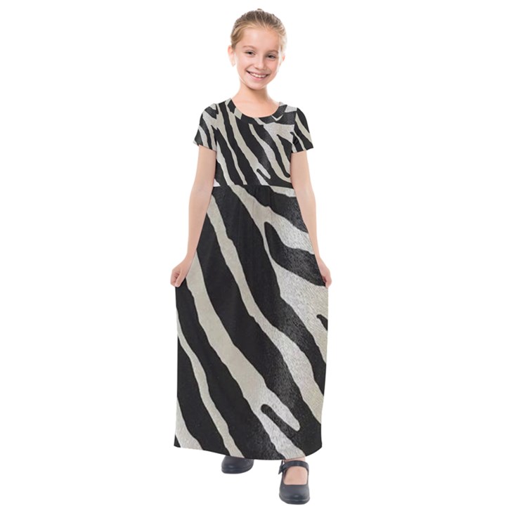 Zebra print Kids  Short Sleeve Maxi Dress