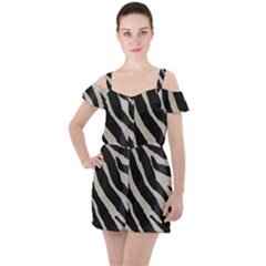 Zebra Print Ruffle Cut Out Chiffon Playsuit by NSGLOBALDESIGNS2