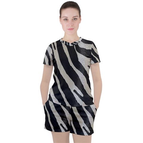 Zebra 2 Print Women s Tee And Shorts Set by NSGLOBALDESIGNS2