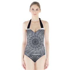 Sunflower Print Halter Swimsuit by NSGLOBALDESIGNS2