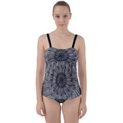 Sunflower Print Twist Front Tankini Set by NSGLOBALDESIGNS2