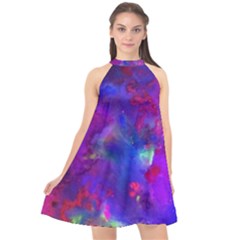 Galaxy Now Halter Neckline Chiffon Dress  by arwwearableart