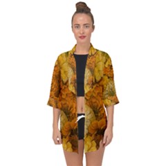 Yellow Zinnias Open Front Chiffon Kimono