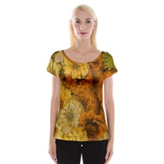 Yellow Zinnias Cap Sleeve Top