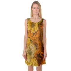 Yellow Zinnias Sleeveless Satin Nightdress