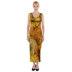 Yellow Zinnias Fitted Maxi Dress by bloomingvinedesign