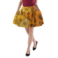 Yellow Zinnias A-line Pocket Skirt by bloomingvinedesign