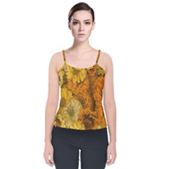 Yellow Zinnias Velvet Spaghetti Strap Top