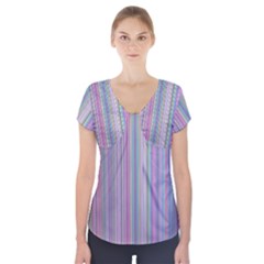 Broken Tv Screen Short Sleeve Front Detail Top by dressshop