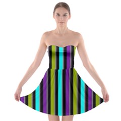 Retro Stripe 1 Vertical Retro Stripe 1 Strapless Bra Top Dress by dressshop