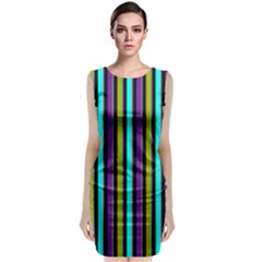 Retro Stripe 1 Vertical Retro Stripe 1 Classic Sleeveless Midi Dress by dressshop