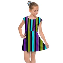 Retro Stripe 1 Vertical Retro Stripe 1 Kids Cap Sleeve Dress by dressshop