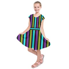 Retro Stripe 1 Vertical Retro Stripe 1 Kids  Short Sleeve Dress by dressshop