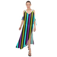 Retro Stripe 1 Vertical Retro Stripe 1 Maxi Chiffon Cover Up Dress by dressshop