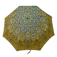 Gold Jungle And Paradise Liana Flowers Folding Umbrellas by pepitasart