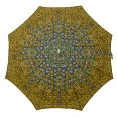 Gold Jungle And Paradise Liana Flowers Straight Umbrellas by pepitasart