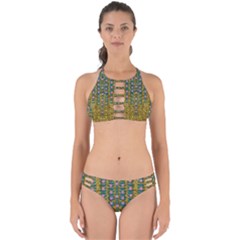 Gold Jungle And Paradise Liana Flowers Perfectly Cut Out Bikini Set by pepitasart