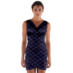 Royal Blue Plaid Tartan Wrap Front Bodycon Dress by dressshop