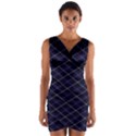 Royal Blue Plaid Tartan Wrap Front Bodycon Dress View1