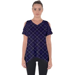 Royal Blue Plaid Tartan Cut Out Side Drop Tee