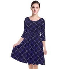 Royal Blue Plaid Tartan Quarter Sleeve Waist Band Dress by dressshop