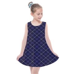 Royal Blue Plaid Tartan Kids  Summer Dress