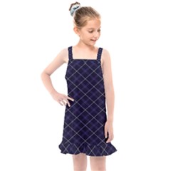 Royal Blue Plaid Tartan Kids  Overall Dress