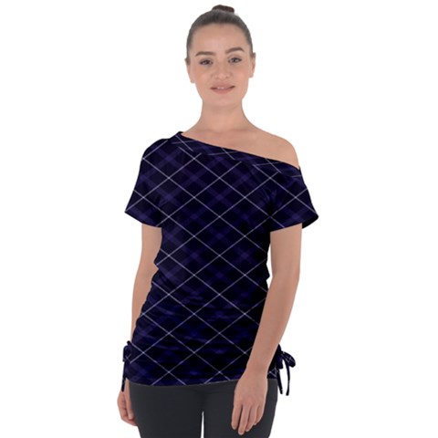 Blue Plaid  Tie-up Tee by dressshop