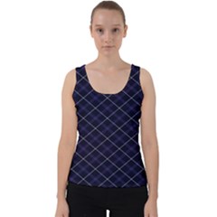 Blue Plaid  Velvet Tank Top by dressshop