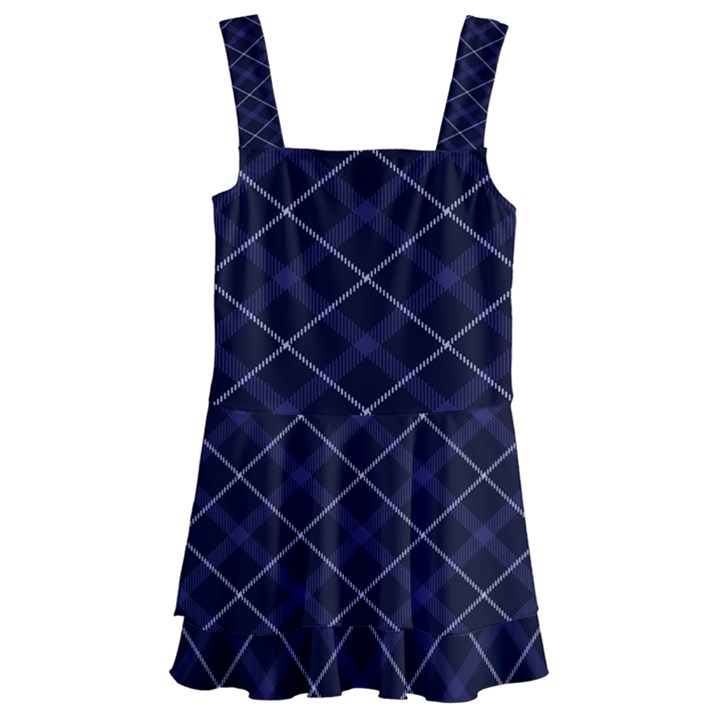 Blue Plaid  Kids  Layered Skirt Swimsuit