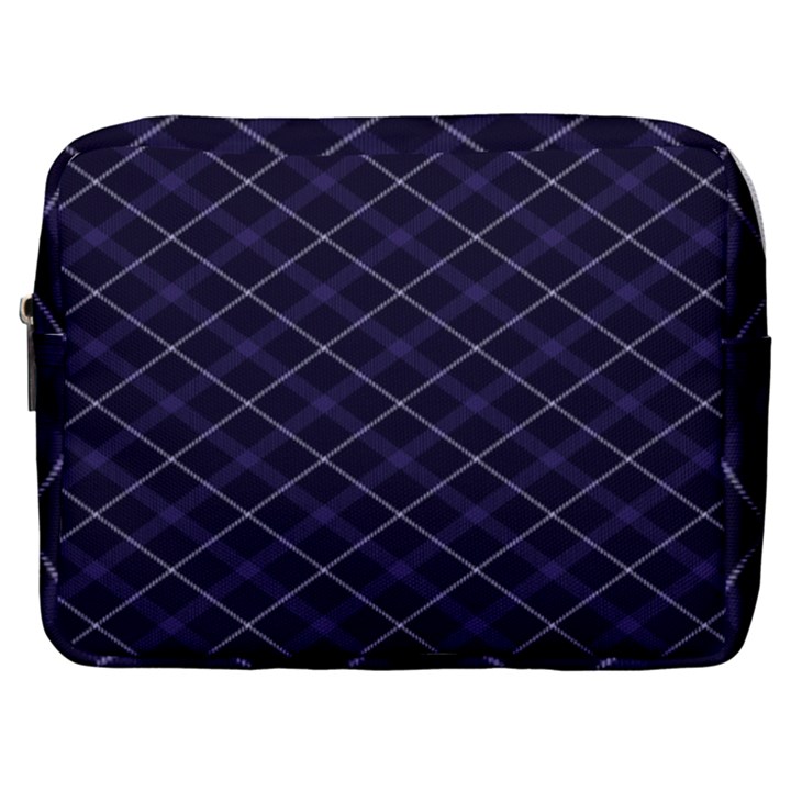 Blue Plaid  Make Up Pouch (Large)