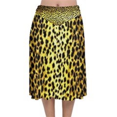 Leopard 1 Leopard A Velvet Flared Midi Skirt