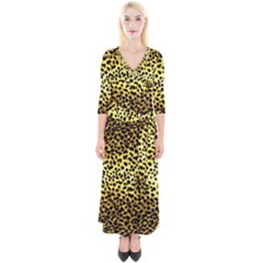 Leopard Version 2 Quarter Sleeve Wrap Maxi Dress